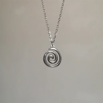Vintage Spiral Vortex Pendant Hand-woven Leather Rope Necklace for Women Unisex Boho Pentagram Necklace Fashion 2023 Y2K Jewelry