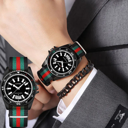 New fashionable women's nylon strap calendar watch, luxurious and simple casual couple luminous quartz watch