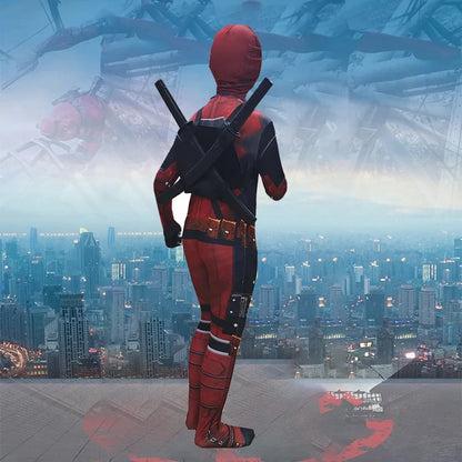 Deadpool Costume Kids Movie Superhero Deadpool Child Costume Adult Deadpool Cosplay Jumpsuit Sword Set Boys Halloween Gifts