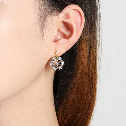 Inlays with hollow design earrings, earrings, copper plated 14K gold fashion jewelry ladies party wedding banquet set gift