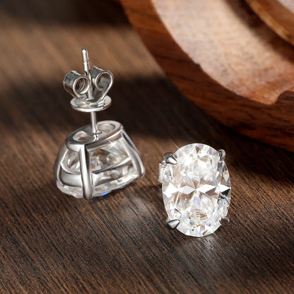 Oval Cut Moissanite Stud Earrings for Women 1-4 Carat D VVS1 GRA Certified Lab Gemstone 925 Sterling Silver 18k Earring