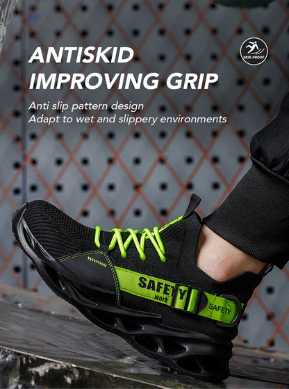 Men's Steel Toe Safety Shoes Anti Crush And Piercing Fashionable Breathable Sock Shoes Outdoor Unisex Work Footwear