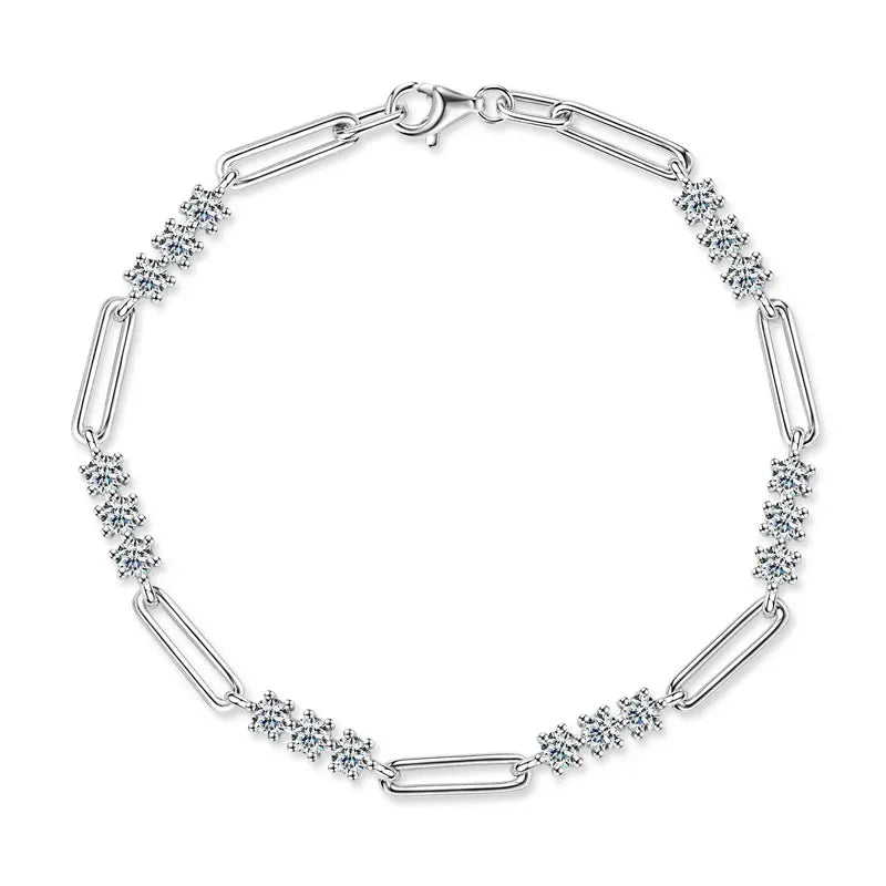 3MM Moissanite Bracelet For Women 925 Sterling Silver Adjustable Chain Bracelets Luxury Fashion Jewelry with Certified