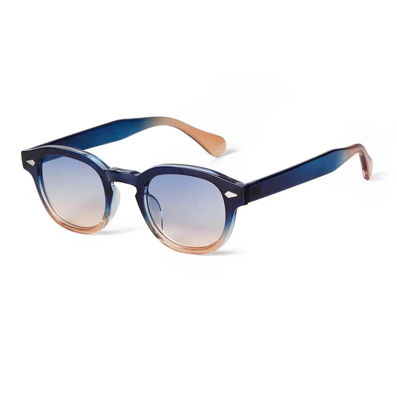Fashion Transparent Blue Round Sunglasses Women Men 2024 Retro Rivet Tortoise Small Square Sun Glasses UV400 Lunettes De Soleil