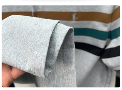 Boutique cotton short sleeve men's polo shirt 2025 summer fashion striped high-end flip collar top casual youth business T-shirt