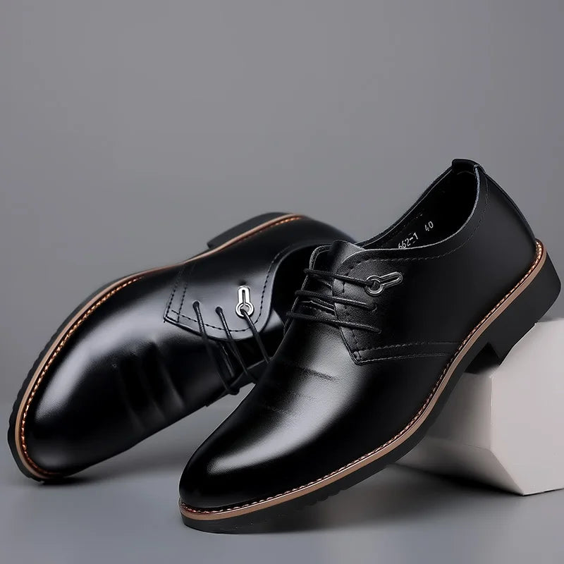 Mens Formal Business Oxford Shoes Classic Leather Dress Shoes for Wedding and Office