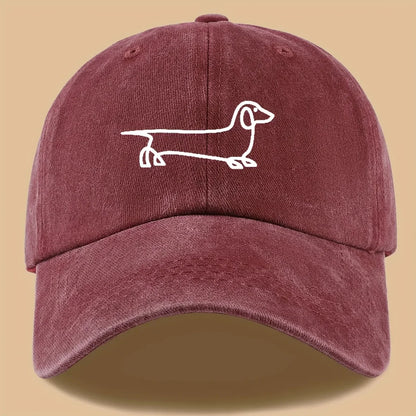 Simple dog print baseball cap, versatile for both men and women, suitable for outdoor travel as a hat for pet enthusiasts