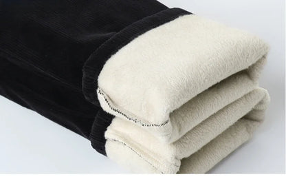 Fleece Winter Brand Men Clothing Corduroy Pants Warm Business Slim Velvet Korean Casual Trousers Male Plush Pants