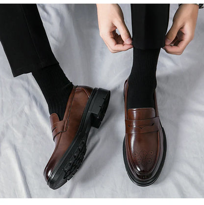 High Quality Men's Dress Shoes Office Casual Business Shoes For Men Brogues Leather Social Wedding Shoes Formal Loafers Male