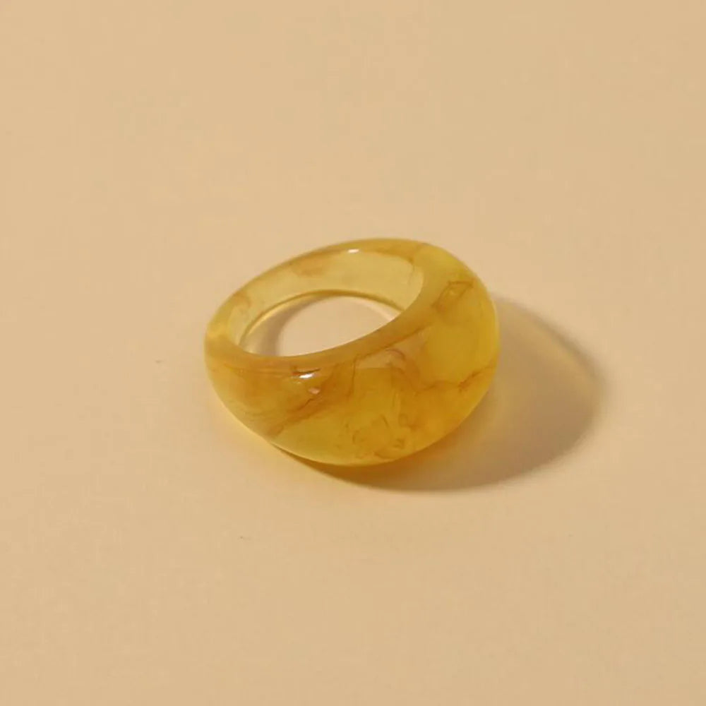 Round Rings For Women Big Kpop Finger Ring For Girls Punk Resin Ring