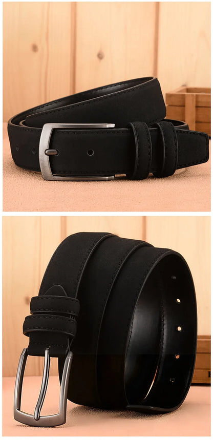 Men'S Suede Belt Retro Trend Alloy Buckle Men'S Belt Large Size Genuine High-End Belt 2023 New, Gift For Boyfriend And Dad
