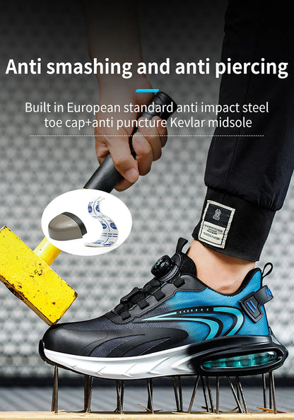 Rotating buckle lightweight and breathable work shoes, protective shoes, industrial safety, puncture resistant steel toe shoes