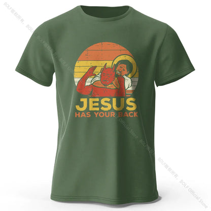 Funny Jesus Printed 100% Cotton T-Shirt, Soft & Breathable Round Neck Short Sleeve Tee, Unisex Quirky & Humorous Style