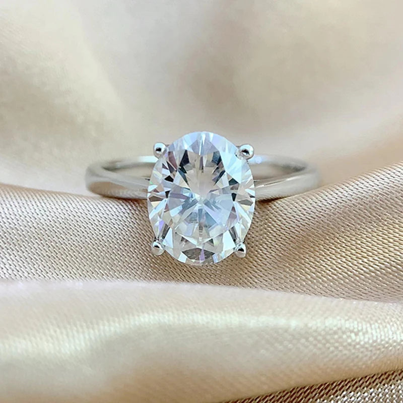 Oval Cut 1CT 2CT 3CT D Color Moissanite Rings for Women Lab Diamond Wedding Promise Band S925 Sterling Silver Jewelry