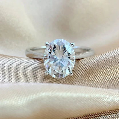 Oval Cut 1CT 2CT 3CT D Color Moissanite Rings for Women Lab Diamond Wedding Promise Band S925 Sterling Silver Jewelry