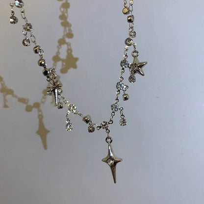 Pendent Necklace for Women Punk Simple Zircon Tassel Clavicle Chain Choker Elegent Party Gift Jewelry Girl