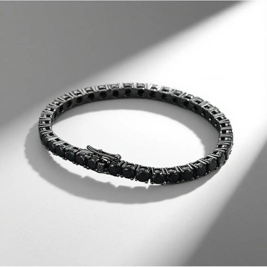 TY 3mm 4mm Black Moissanite Tennis Bracelet Full Diamond 925 Sterling Silver Plated 18k Hiphop Bracelets for Women Man