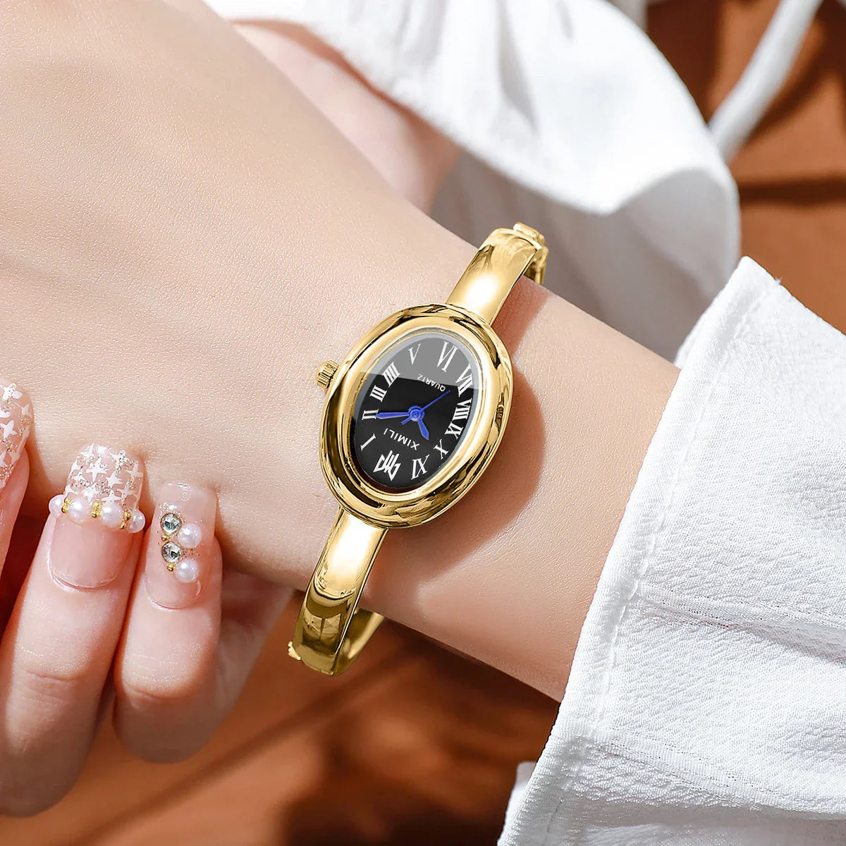 Elegant Oval Roma Dial Women Quartz Watch Fashion Bracelet Strap Ladies Wristwatch Reloj Mujer Girls Clock Gift