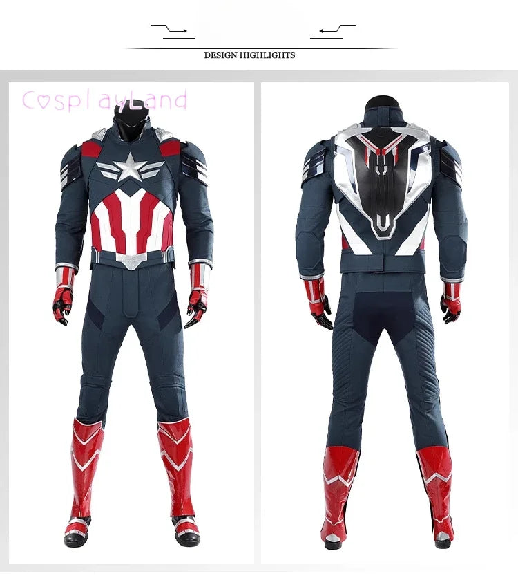 New Superhero Cosplay Costume Captain Steve Rogers Suit Adult Men Halloween Comic Con Outfit Custom Made Superhero Jumpsuit