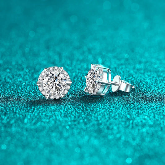 1ct Moissanite Stud Earrings for Women Sparkling Classic Wedding Lab Diamond Earring 925 sterling silver Women's earrings