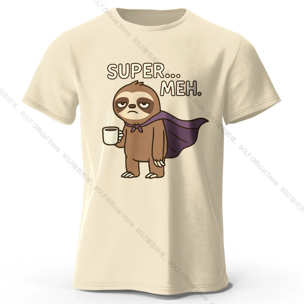 Men's Super Meh Printed T-Shirt 100% Cotton Oversized Apathetic Graphic Tees for Women Summer Tops Slacker Streetwear