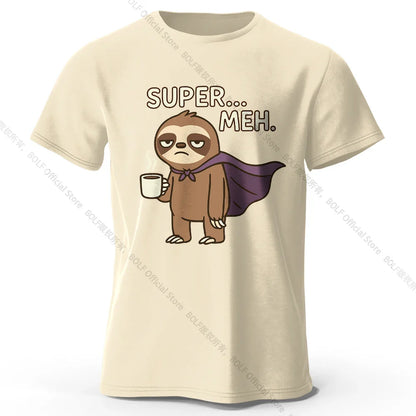Men's Super Meh Printed T-Shirt 100% Cotton Oversized Apathetic Graphic Tees for Women Summer Tops Slacker Streetwear