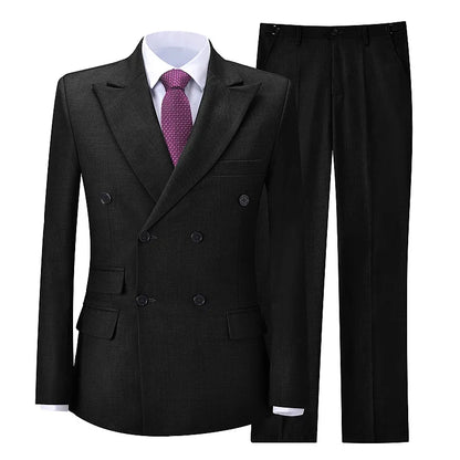 2026 New Men's Suit Business Casual Men's Suit Double Breasted Korean Version Slim Suit Professional Best Man Wedding