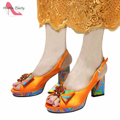 Red Color Italian Design Shoes Matching Bag Set Super High Heels Pumps for Garden Party