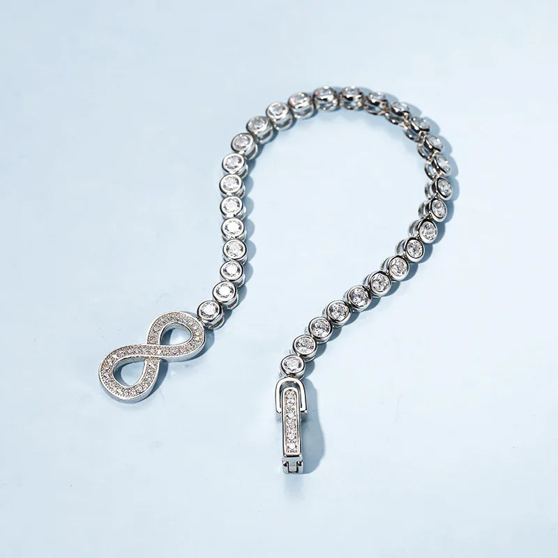 Full 3mm High Carbon Diamond Bracelet S925 Sterling Silver Sparkling Bracelet for Women Engagement Wedding Fine Jewelry