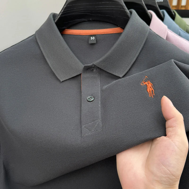 Luxury brand 100% cotton short sleeve polo shirt summer new trend Paul pony embroidery T-shirt business golf casual men's wear