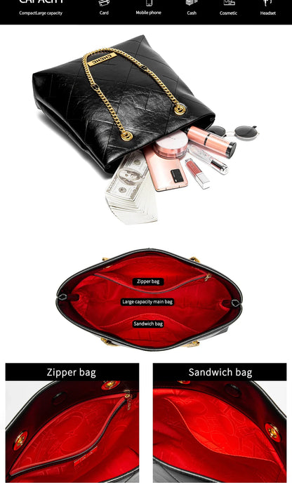 Women's Tote Bag 2025 New High Quality Chain Bag Women's Shoulder Bag Business Commuter