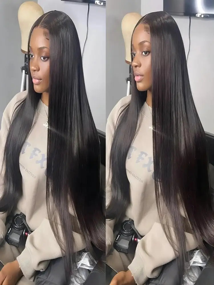 40 46 Inch 13x4 13x6 HD Transparent Bone Straight Lace Front Wigs 220 Density Brazilian Human Hair Wigs For Women