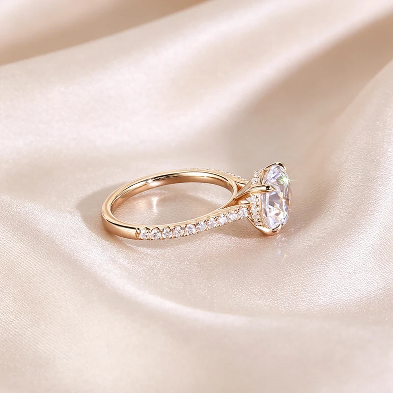 1ct-5ct All Moissanite Rings for Women Sparkling Lab Diamond S925 Sterling Silver with Gold Plated Wedding Promise Rings