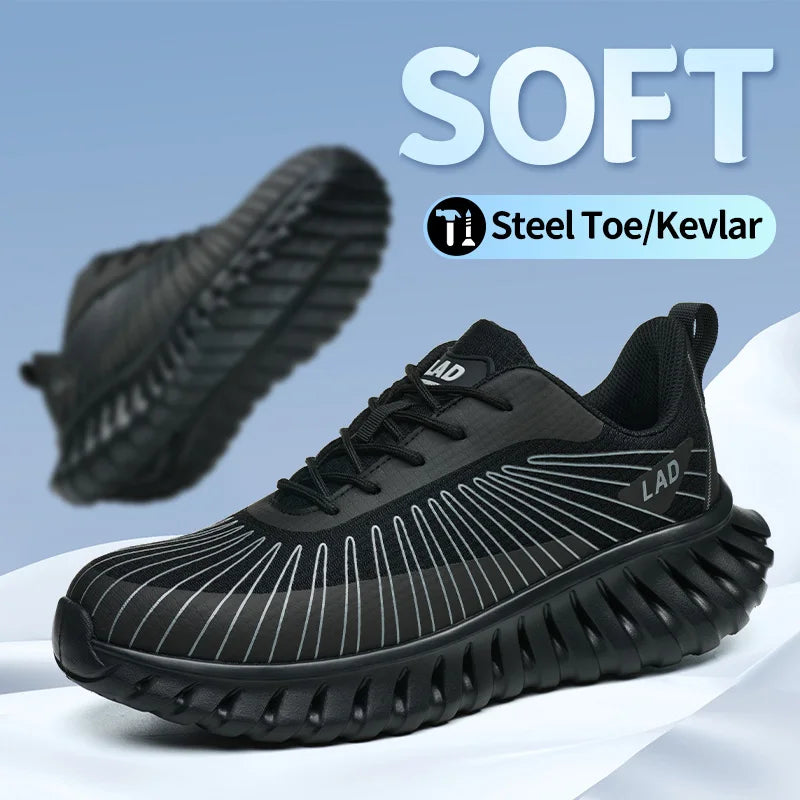 Ultra light soft soled safety shoes for men, anti smashing, comfortable and shock-absorbing work shoes