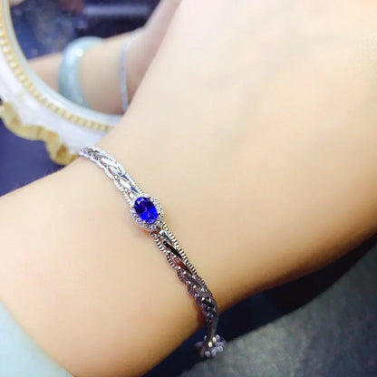 Natural sapphire 925 Sterling silver high definition bracelet Ladies Color Beautiful Exquisite special price free mailing
