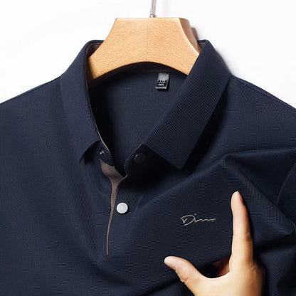 2025 High-end Brand Men's Short Sleeved Polo Shirt Summer Fashion D-letter Casual Business Ice Silk Cool T-shirt