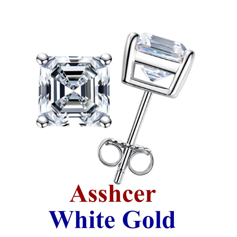0.5-2ct Moissanite Diamond Stud Earrings for Women Original 925 Sterling Silver Lady's Moissanite Earring New 2026