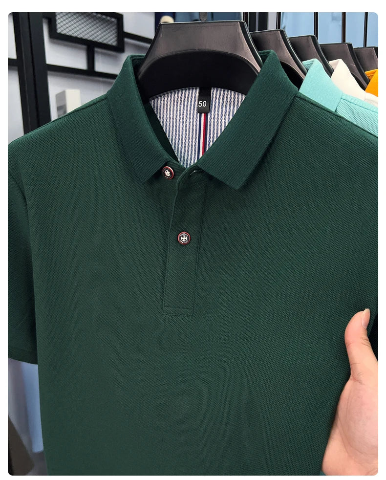 100% cotton short sleeve polo shirt comfortable lightweight high-end brand fashionable simple summer men's casual lapel T-shirt