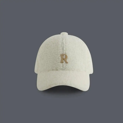 Baseball Cap Winter Hats For Women Men Unisex Letter Metal Logo Imitation Cashmere Keep Warm Simple Casual Winter Cap New Velvet
