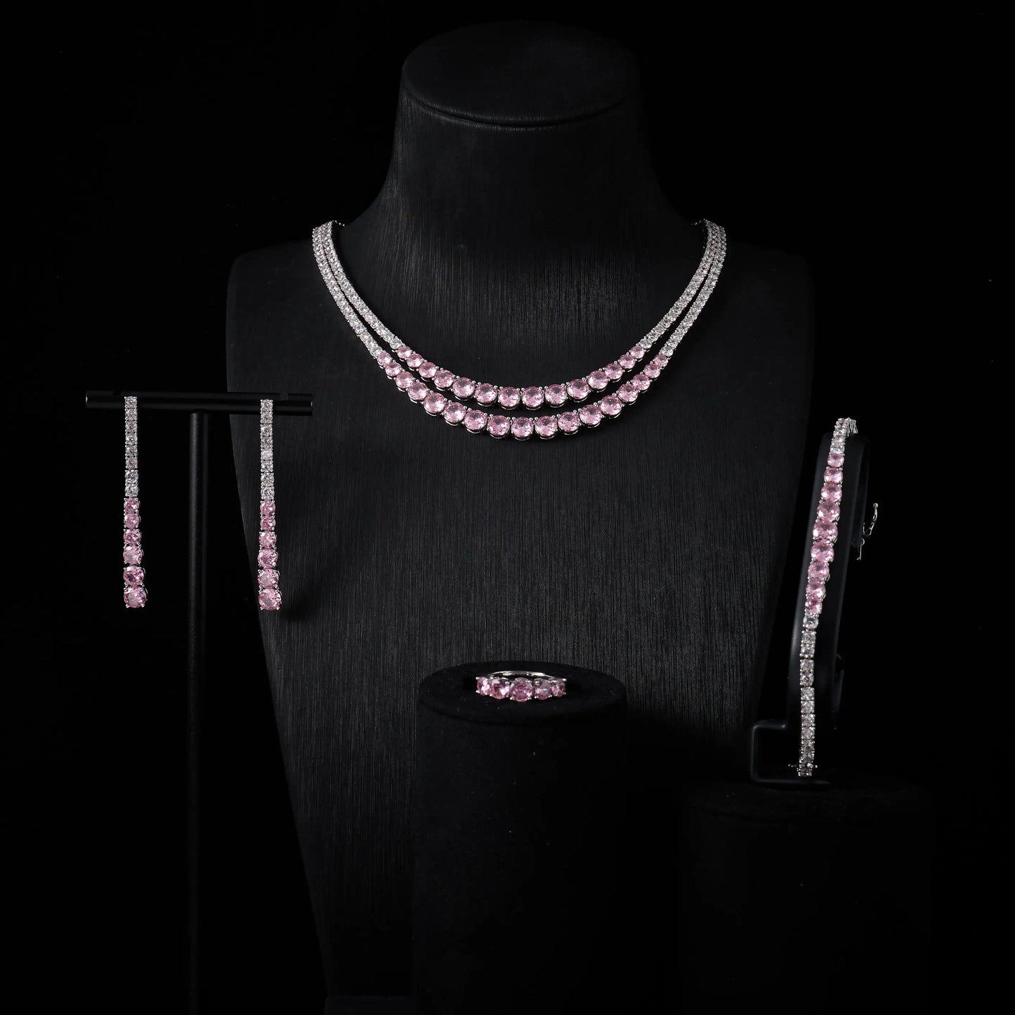 Trendy Jewelry Set for Women Layer Tennis chain Necklace Set Cubic Zircon Wedding Engagement Jewellery Accessories