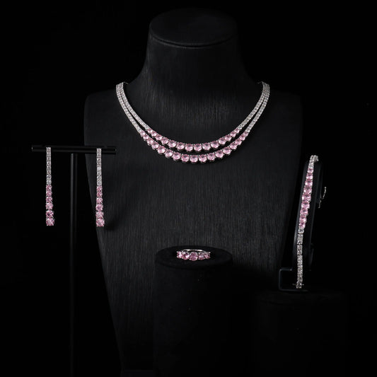 Trendy Jewelry Set for Women Layer Tennis chain Necklace Set Cubic Zircon Wedding Engagement Jewellery Accessories