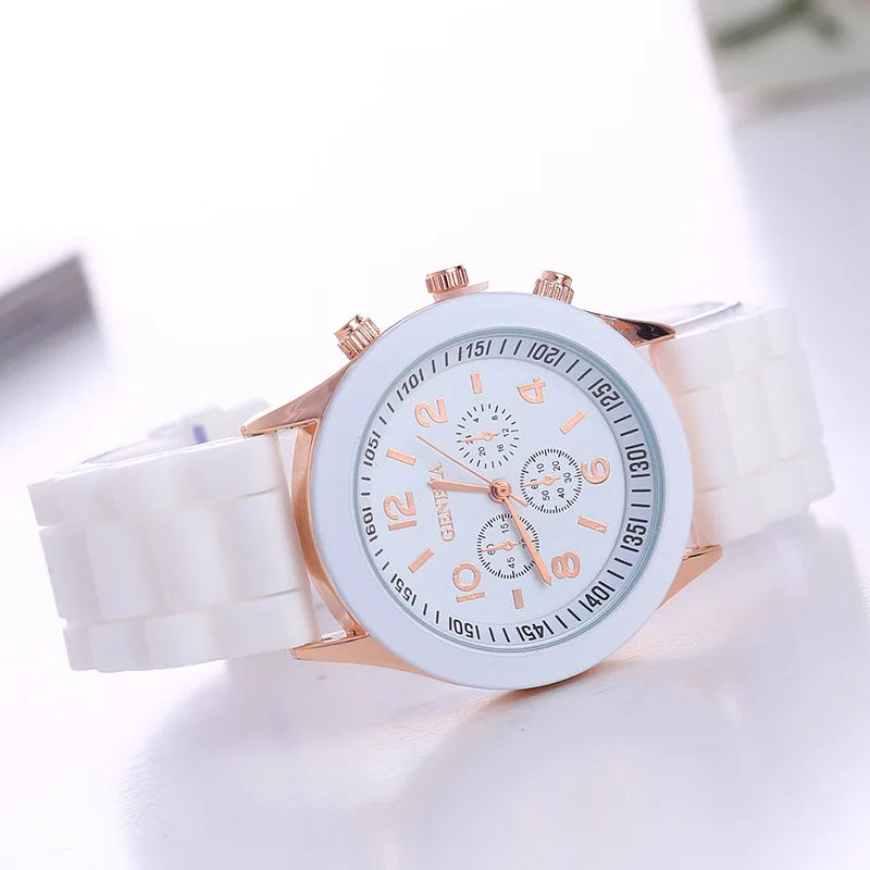 Famous Brand Geneva Ladies Fashion Watch Male and Female Student Silicone Quartz WristWatch Clock Wholesale Relogio Feminino
