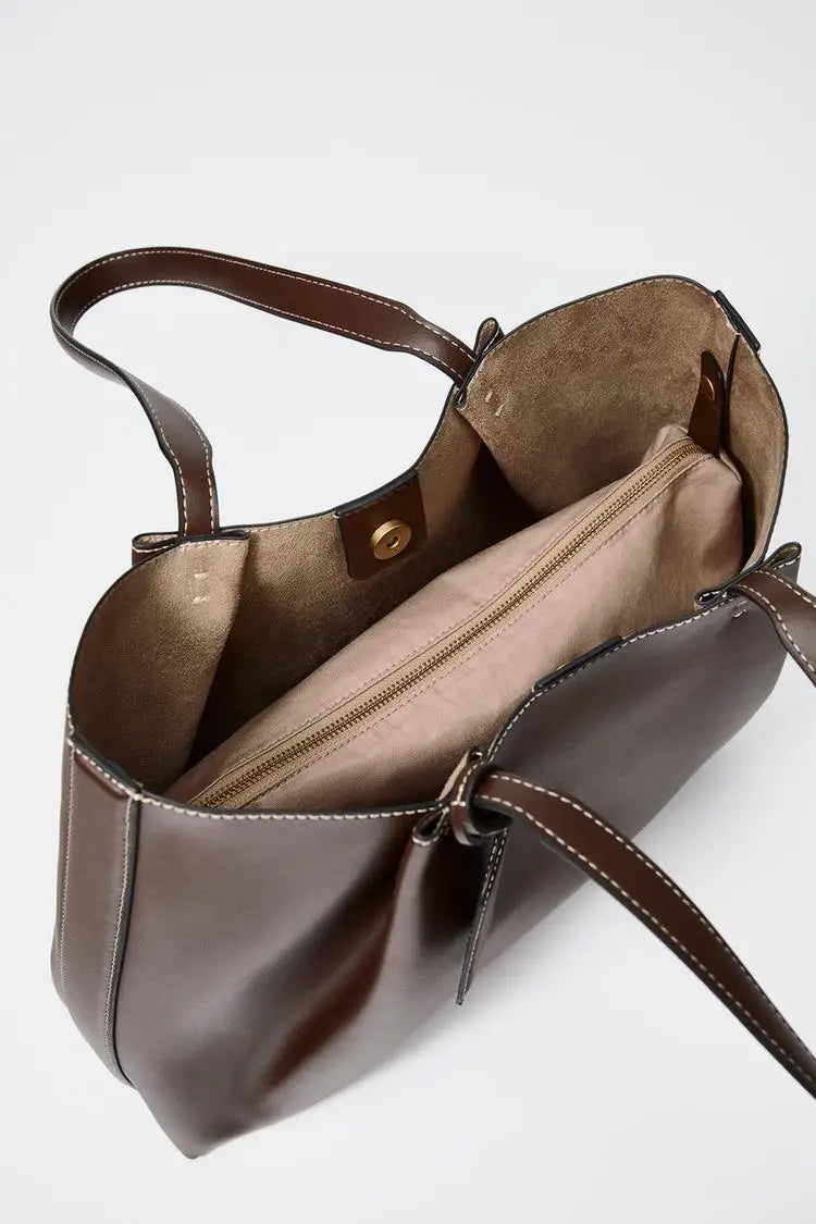 CLIP TOTE BAG, Fashionable Top Handle Tote Bag, Solid Color Simple Shoulder Bag, Luxury Design Handbags for Women