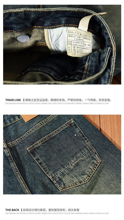men's autumn pants new vintage washed blue jeans for men winter Trousers male fashion jeans homme  casual pants