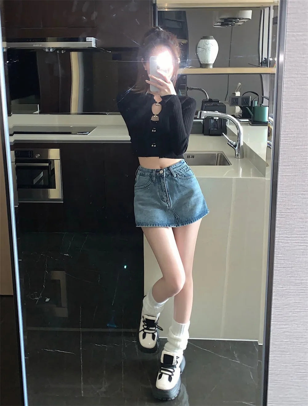 Summer High-Waisted Vintage Women Denim Short Skirt Small New Slim Sexy Korea Fashion Girl Cute Street A-line Mini Jeans Pants