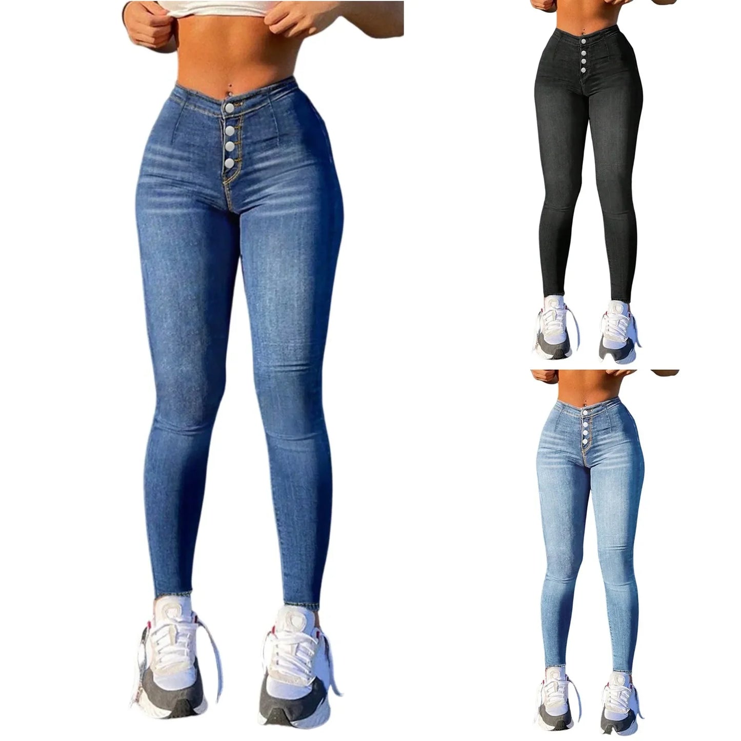 Casual High Street Sexy Slim Fit Small Feet Pencil Denim Trousers