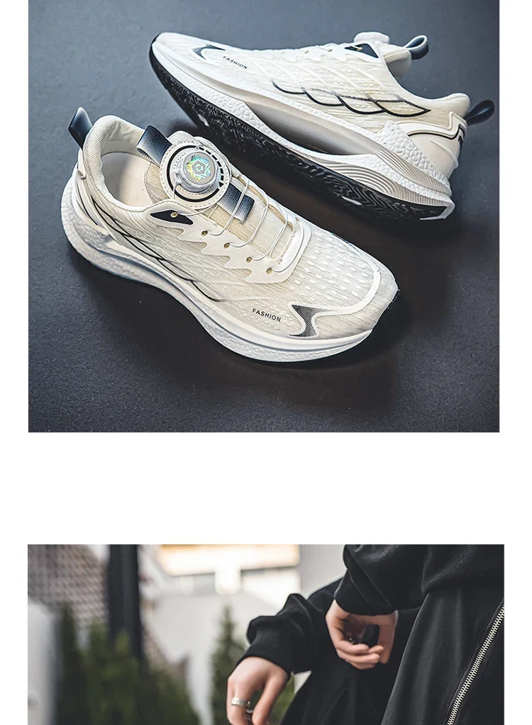 Summer Breathable Casual Sports Shoes for Men, New Fashionable and Versatile Breathable Mesh Rotating Buckle Running Shoes Suitable for Outdoor Sports and Daily Wear