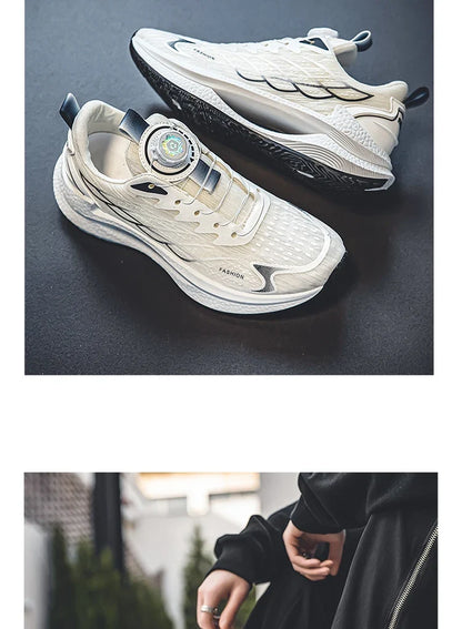 Summer Breathable Casual Sports Shoes for Men, New Fashionable and Versatile Breathable Mesh Rotating Buckle Running Shoes Suitable for Outdoor Sports and Daily Wear