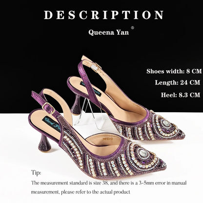 Newest INS Style Elegant High Heels Pointed-Toe Nigeria Popular Design African Ladies Shoes And Bag Set