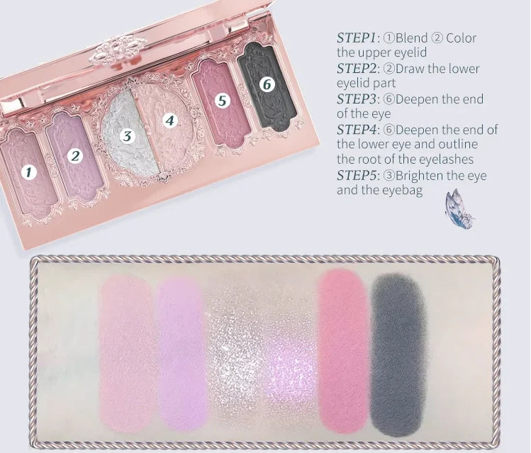 Bunny Garden Collection 6-Color Makeup Eyeshadow Contour Palette Eye Brush Puff Set Eye Glitter Korean Makeup Kit